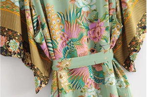 Apparel, birds and flowers kimono