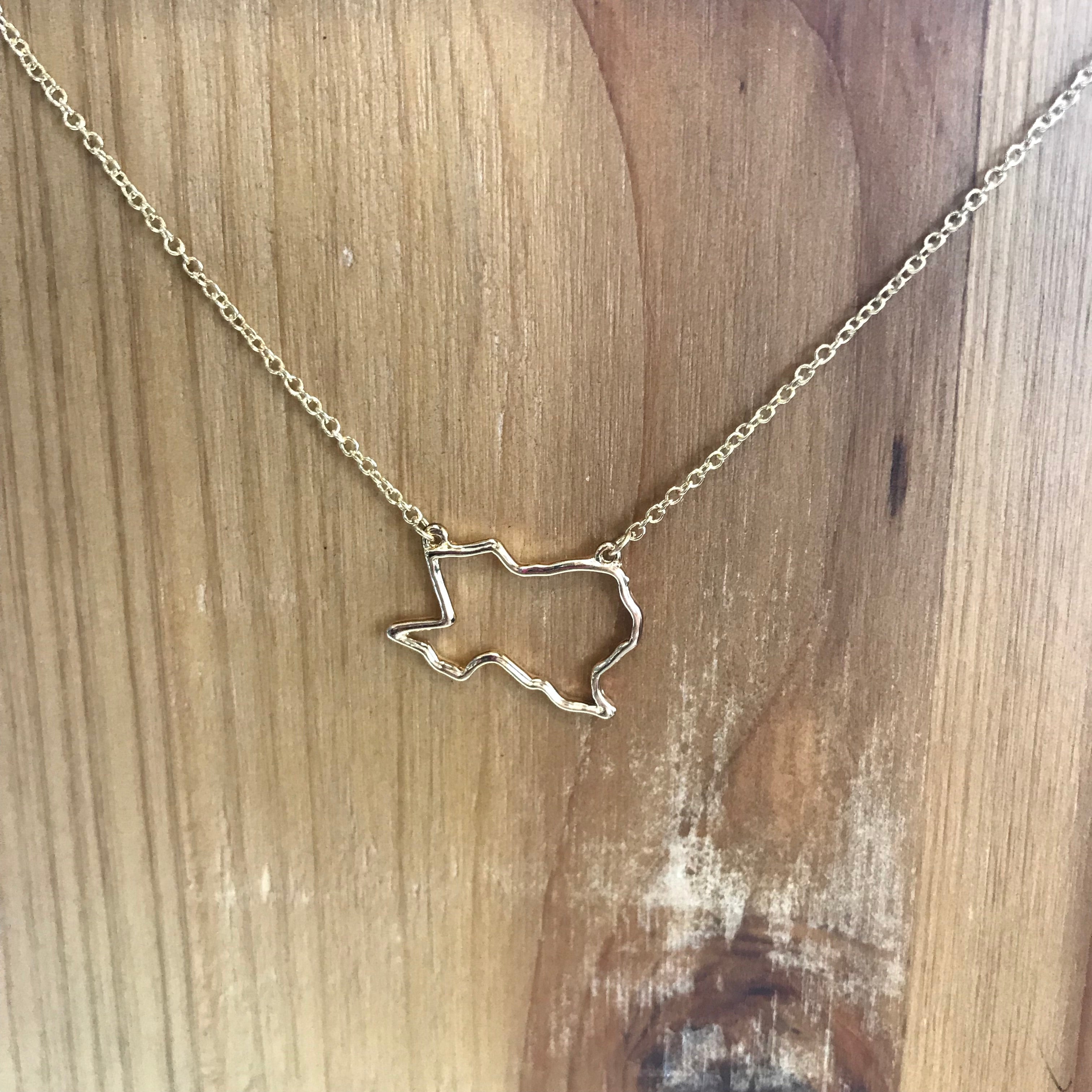 Jewelry, Texas shape charm on gold chain